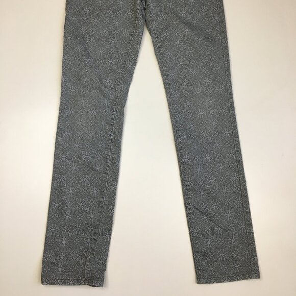PRANA Gray Print Organic Cotton Blend 5 Pocket Logo Hardware Jeans - Picture 8 of 12